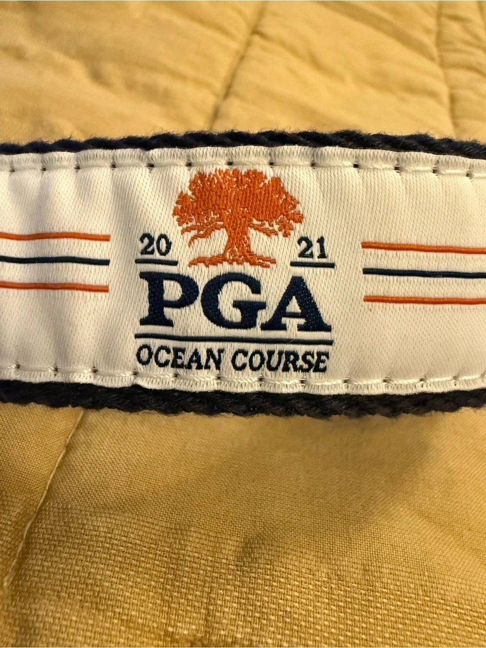 2021 PGA Championship Ocean Course Webbed Belt with Brown Horween Leather Trim